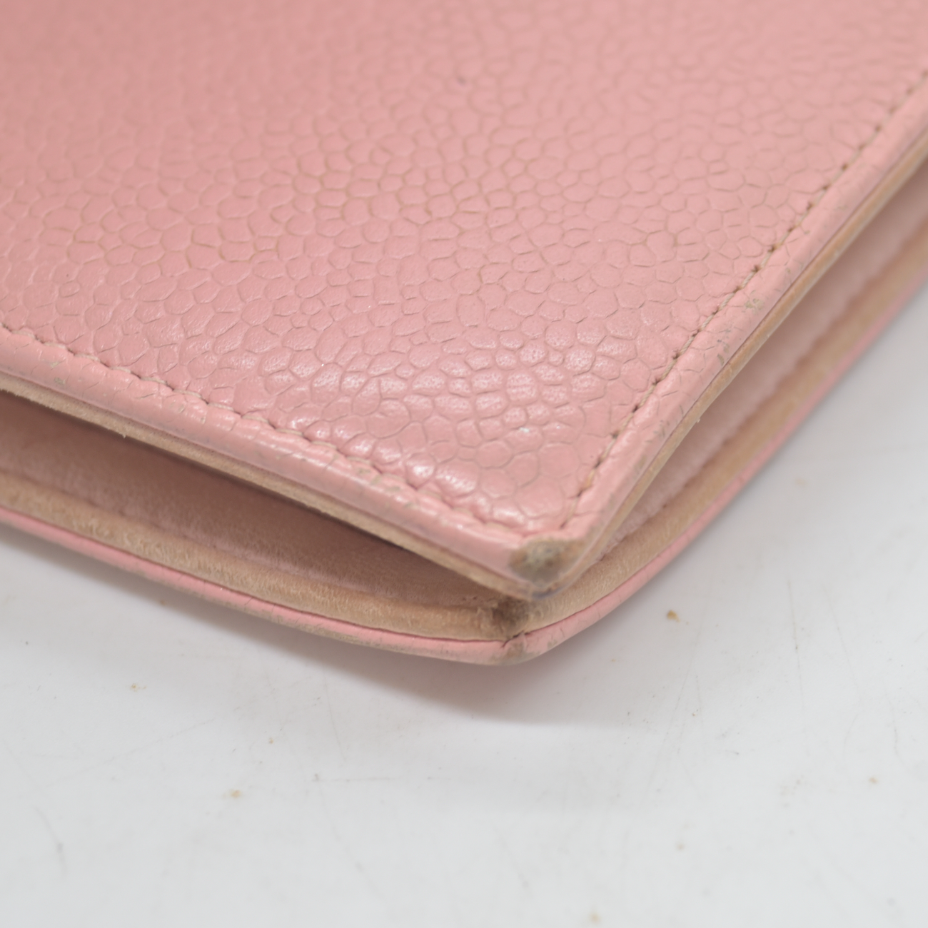 $625 Chanel Caviar Timeless CC French Wallet Pink