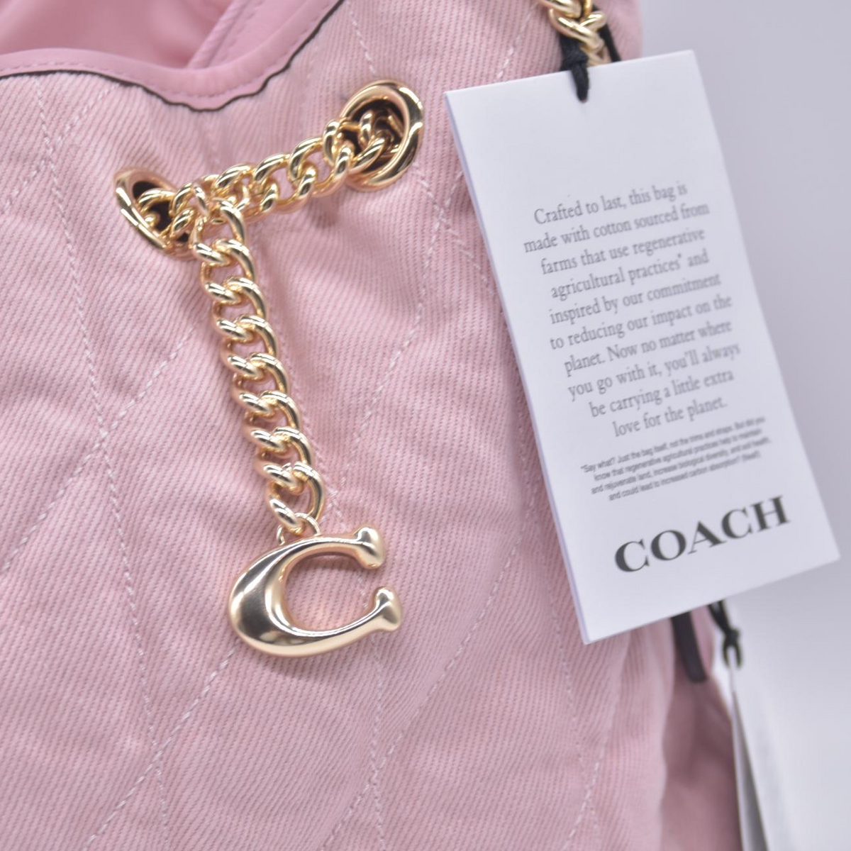$375 NWT COACH Evelyn Shoulder Bag In Loved Denim With Quilting And Charm CONSIGNMENT