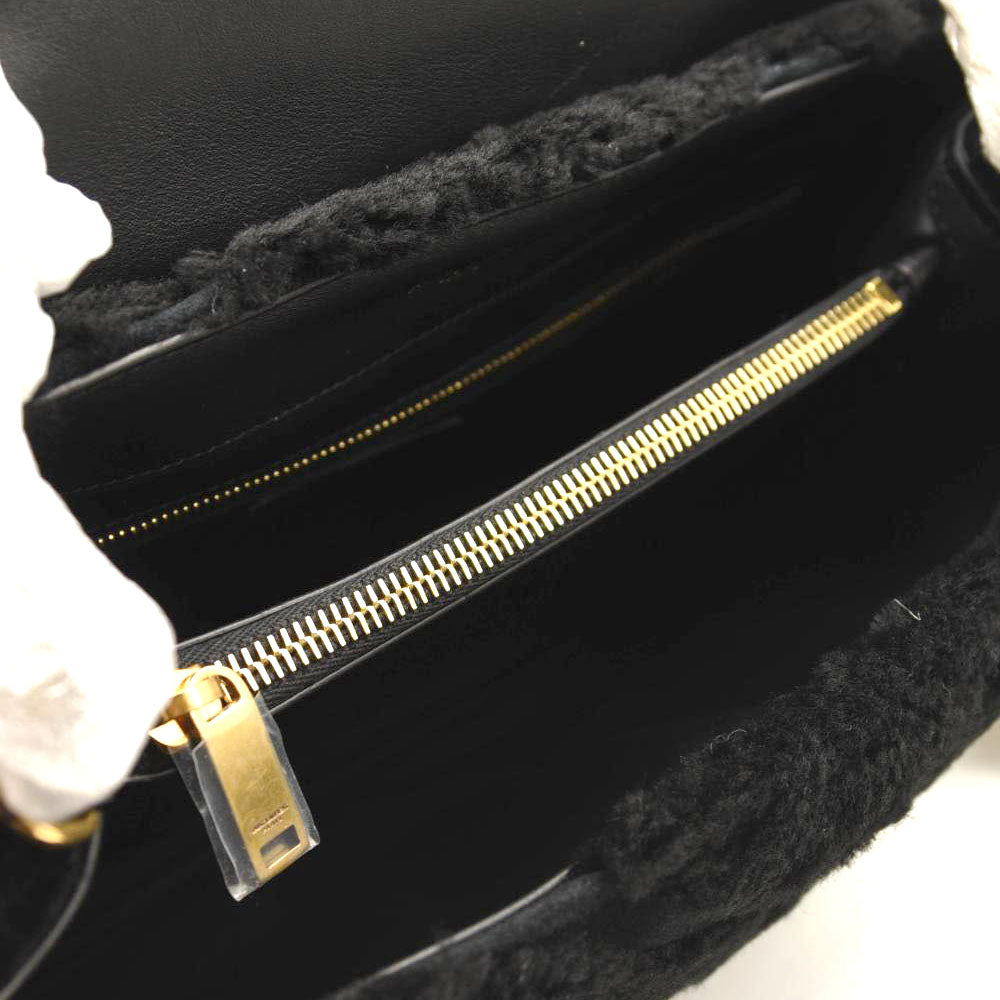 NEW SAINT LAURENT Loulou Medium YSL Shearling Shoulder Bag