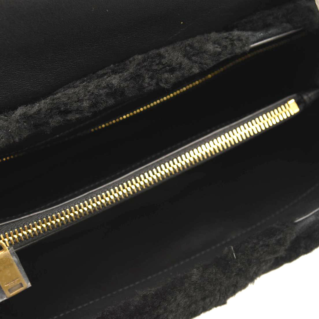 NEW SAINT LAURENT Loulou Medium YSL Shearling Shoulder Bag