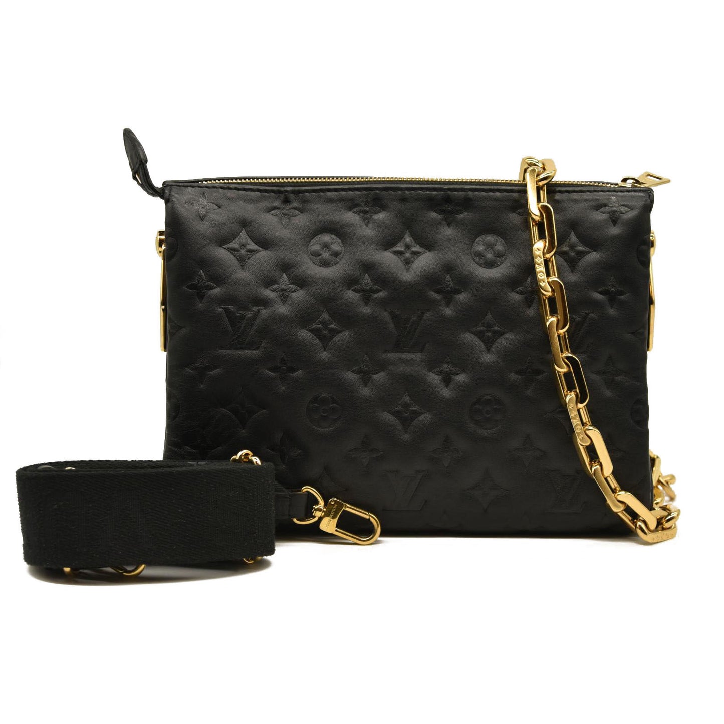 Louis Vuitton  Lambskin Embossed Monogram Coussin MM Black