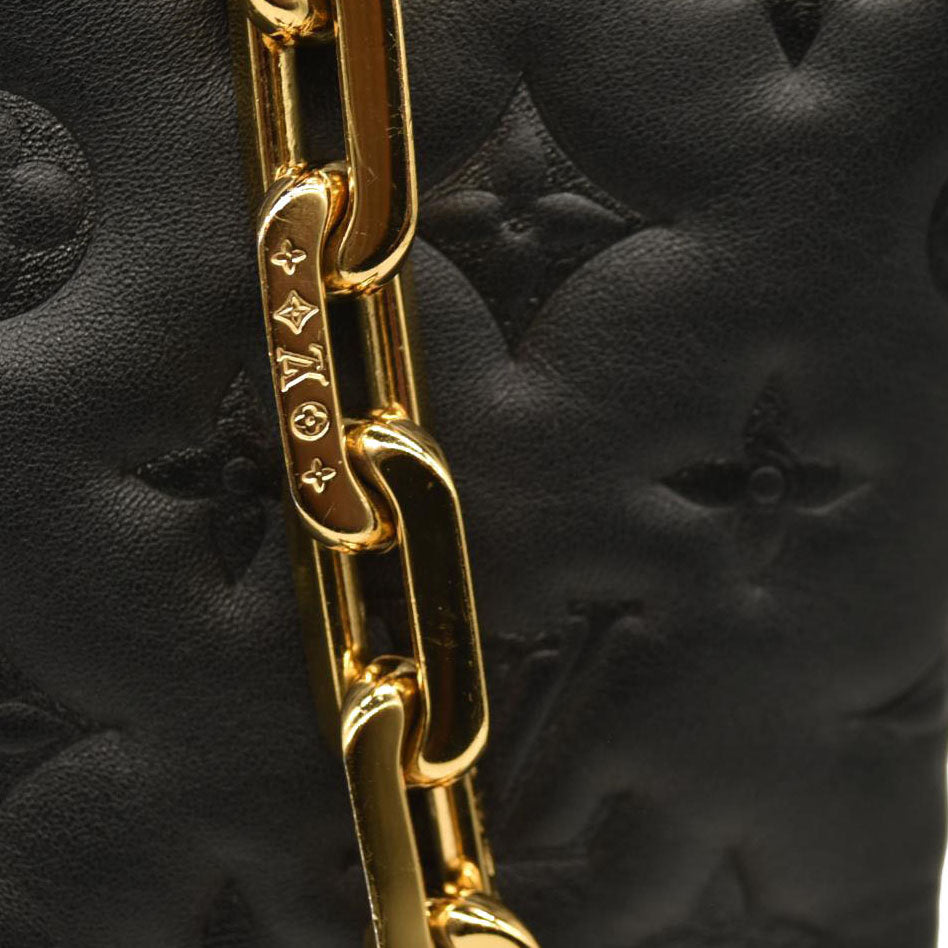 Louis Vuitton  Lambskin Embossed Monogram Coussin MM Black