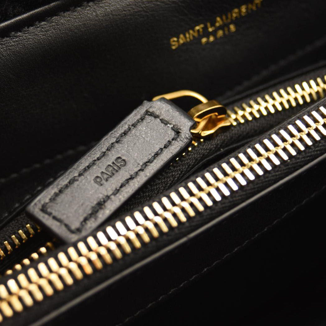 NEW SAINT LAURENT Loulou Medium YSL Shearling Shoulder Bag