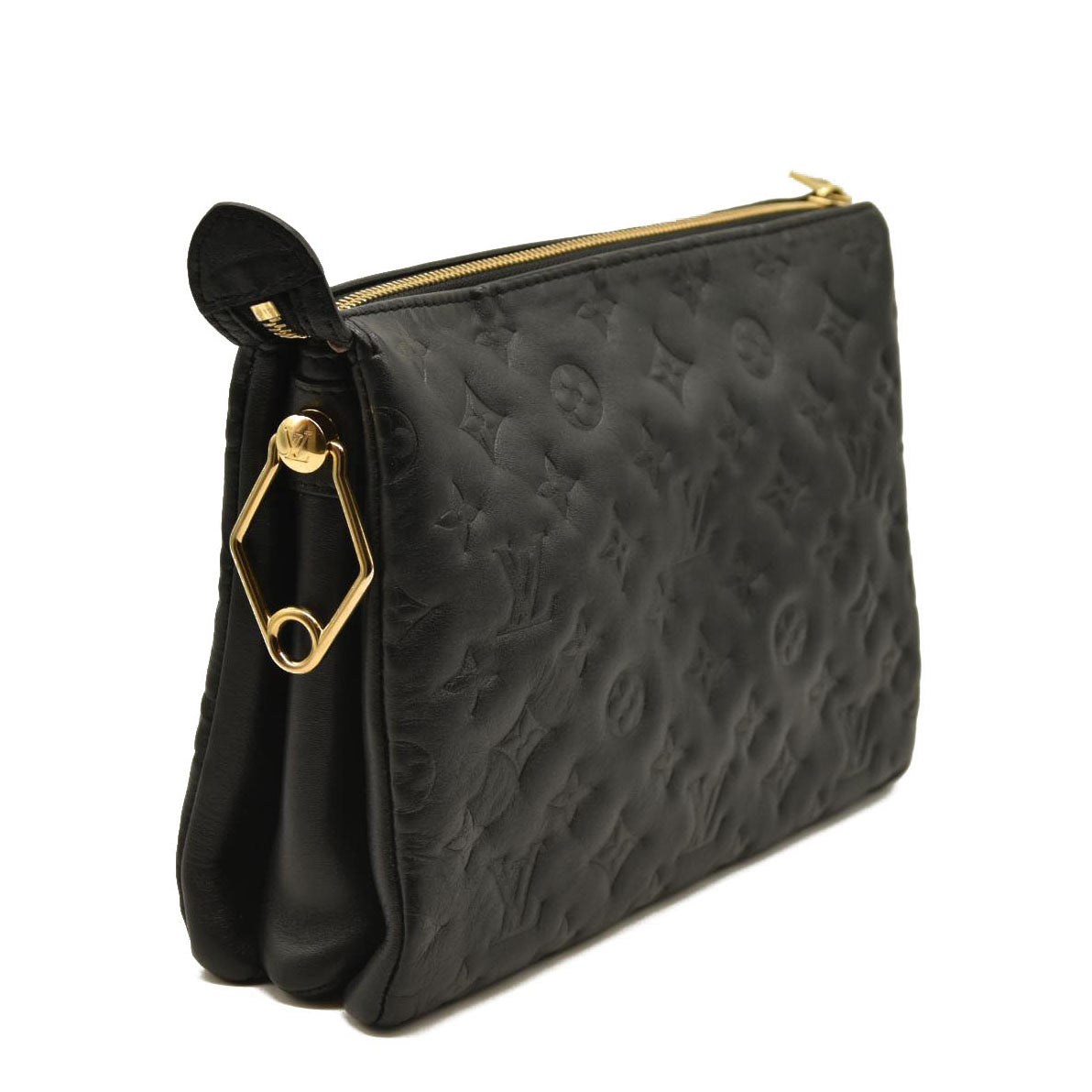 Louis Vuitton  Lambskin Embossed Monogram Coussin MM Black