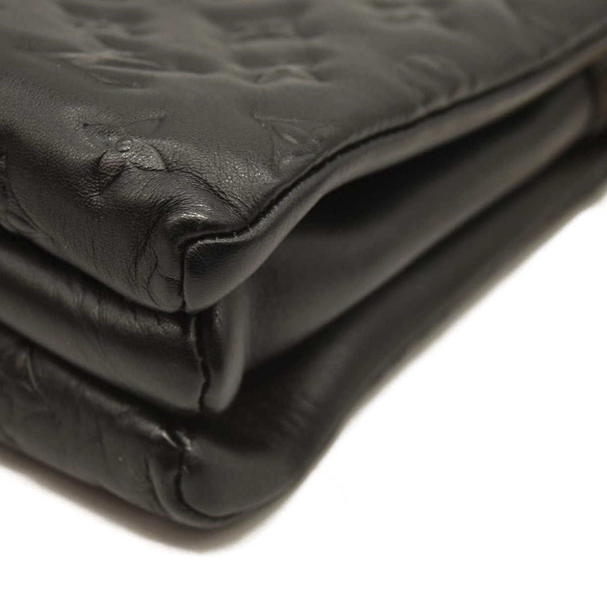 Louis Vuitton  Lambskin Embossed Monogram Coussin MM Black