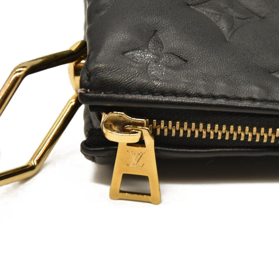 Louis Vuitton  Lambskin Embossed Monogram Coussin MM Black