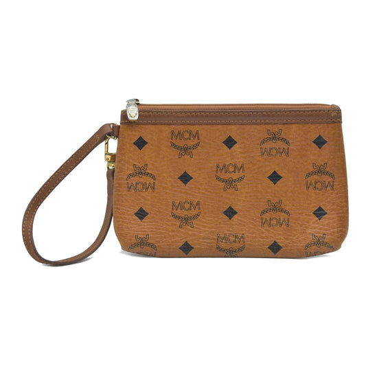 MCM Visetos Liz Shopper Tote Pouch Cognac Small