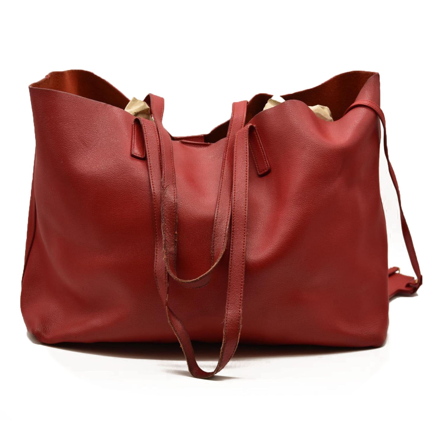 Saint Laurent  Calfskin Large Shopping Tote Opyum Red