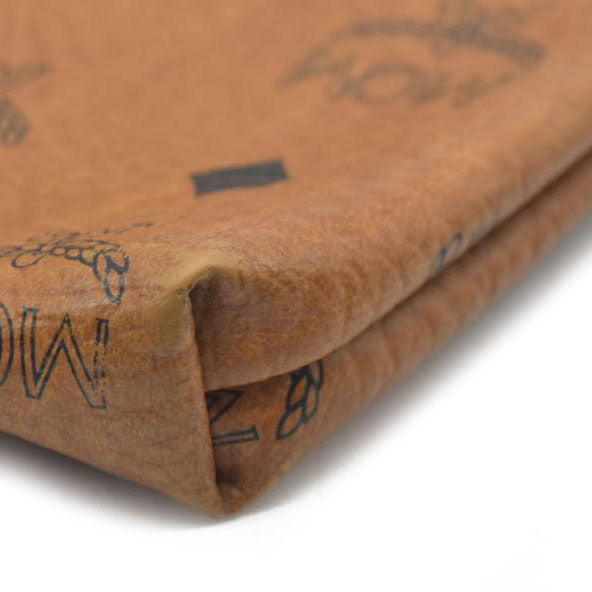 MCM Visetos Liz Shopper Tote Pouch Cognac Small