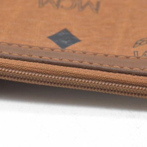 MCM Visetos Liz Shopper Tote Pouch Cognac Small