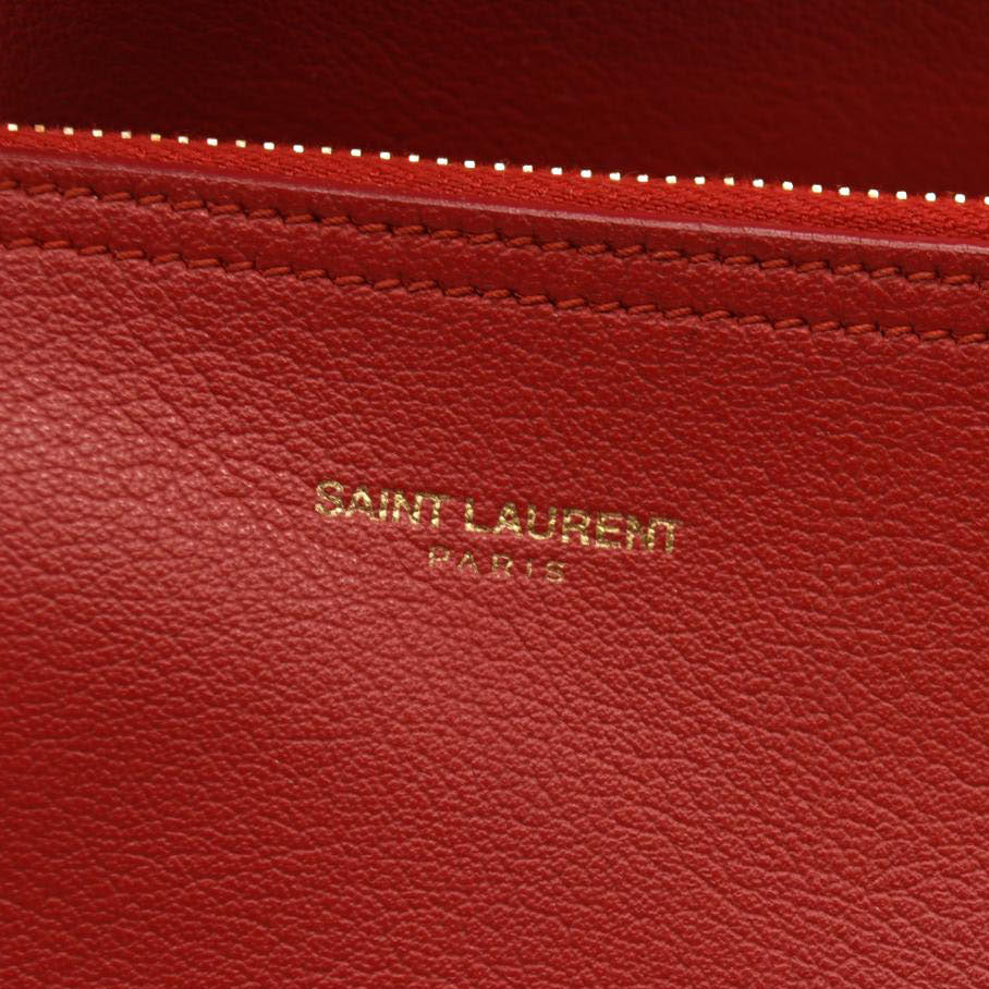 Saint Laurent  Calfskin Large Shopping Tote Opyum Red