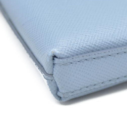 PRADA Logo Saffiano Leather Zippy Coin Purse Wallet Blue