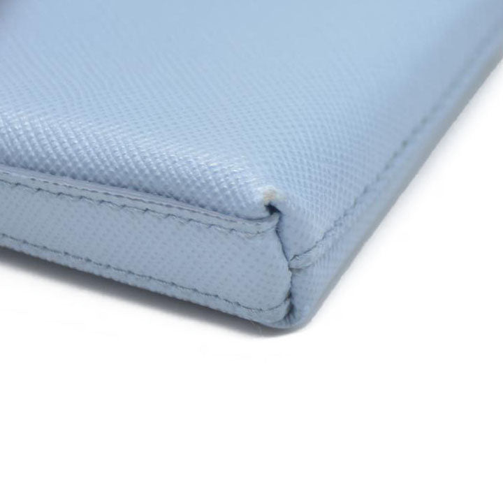 PRADA Logo Saffiano Leather Zippy Coin Purse Wallet Blue