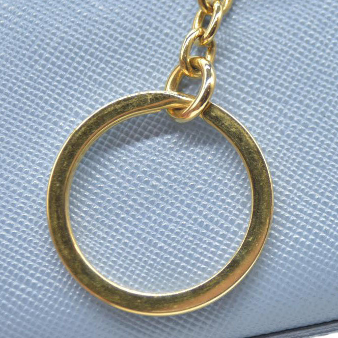 PRADA Logo Saffiano Leather Zippy Coin Purse Wallet Blue