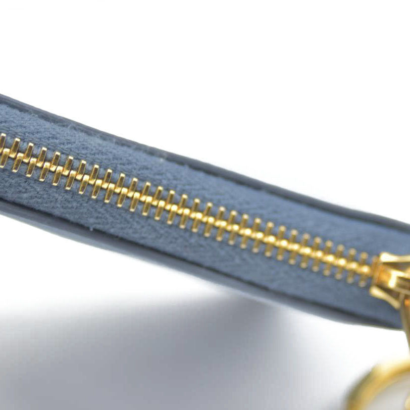 PRADA Logo Saffiano Leather Zippy Coin Purse Wallet Blue