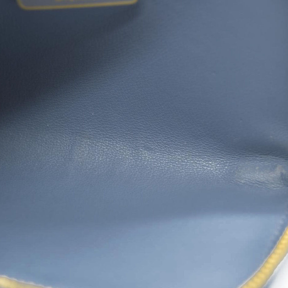 PRADA Logo Saffiano Leather Zippy Coin Purse Wallet Blue