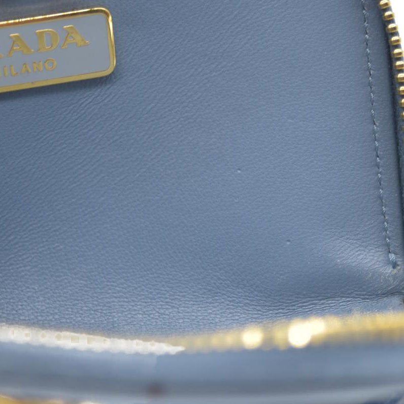 PRADA Logo Saffiano Leather Zippy Coin Purse Wallet Blue