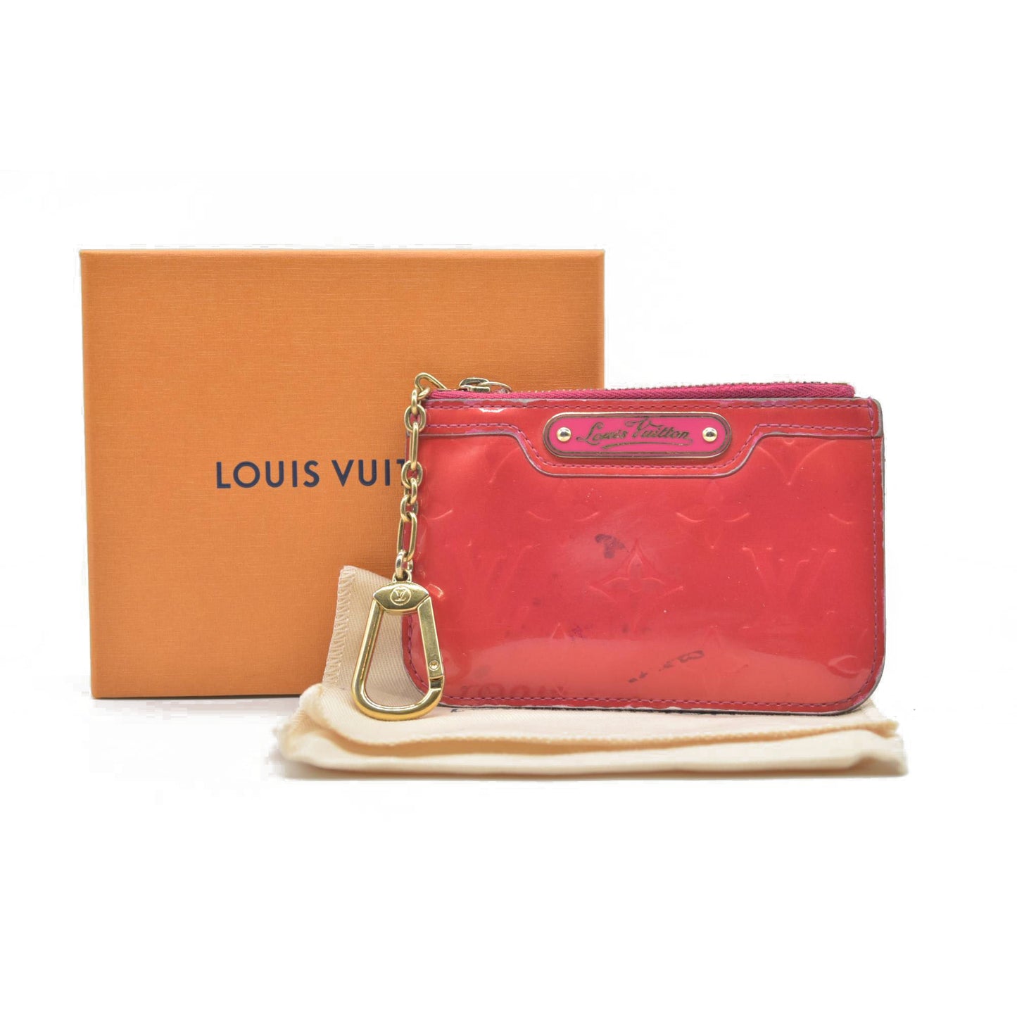 $540 2008 Louis Vuitton Monogram Vernis Pochette Cles NM Wallet Coin Purse CA5008