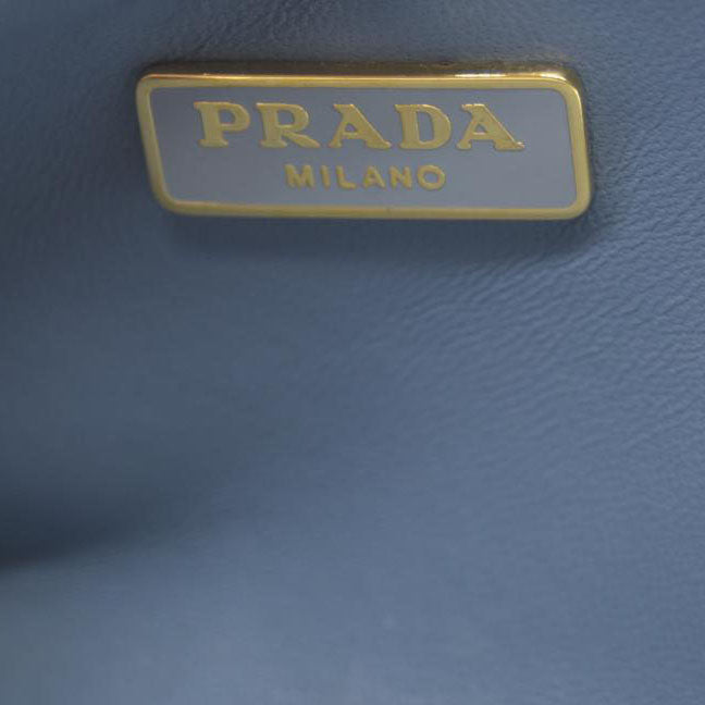 PRADA Logo Saffiano Leather Zippy Coin Purse Wallet Blue