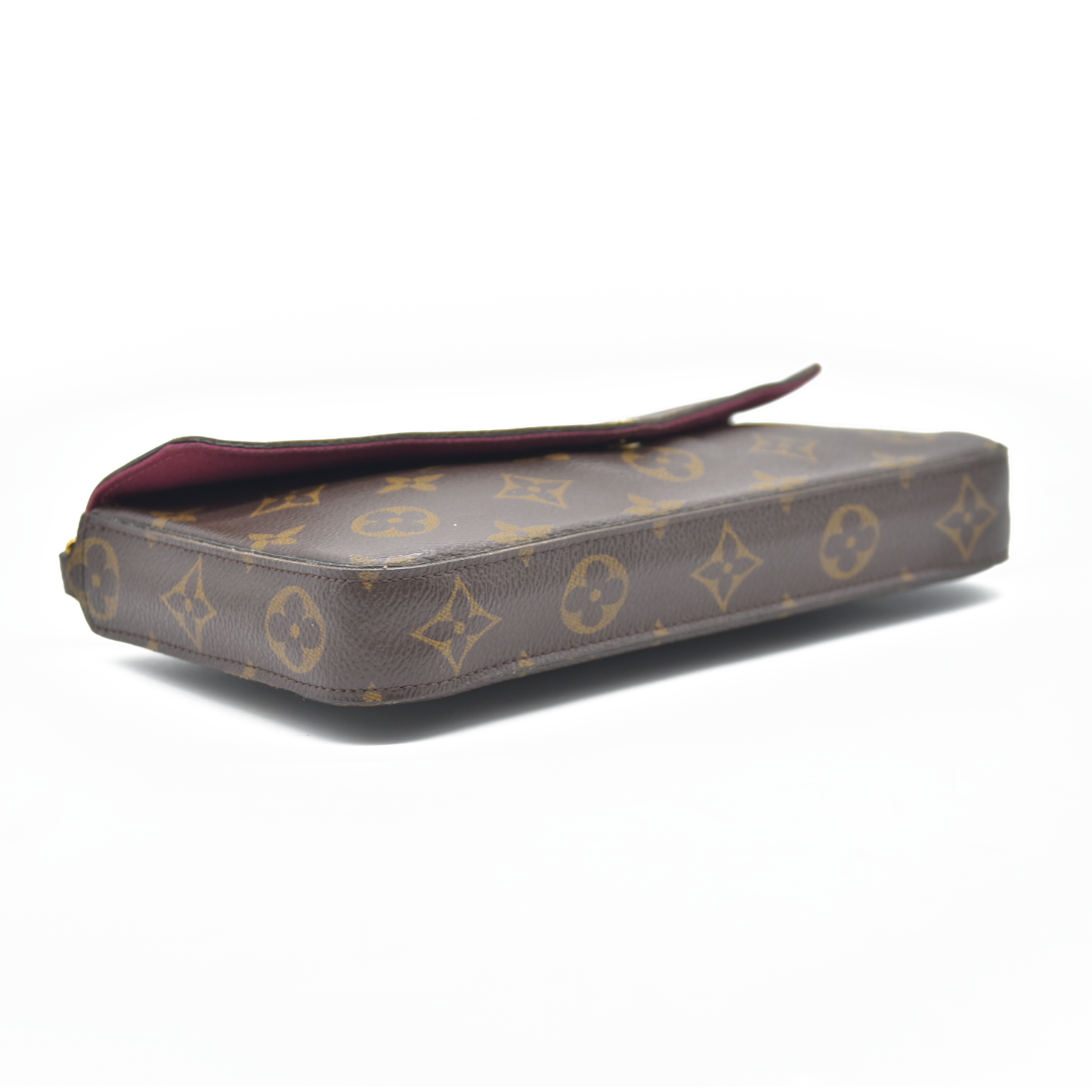 $1620 AUCTION Louis Vuitton  Monogram Pochette Felicie Chain Wallet Fuchsia MI4166