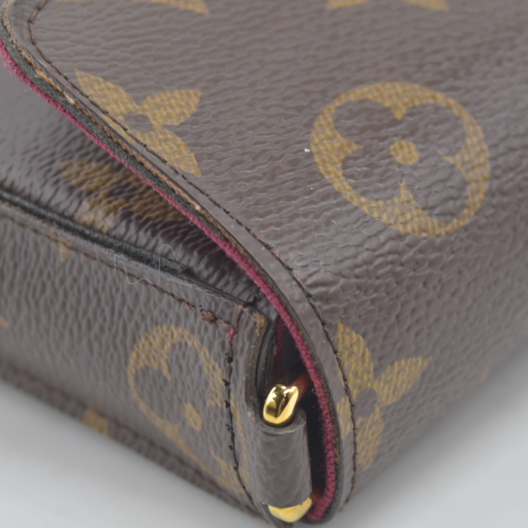 $1620 AUCTION Louis Vuitton  Monogram Pochette Felicie Chain Wallet Fuchsia MI4166