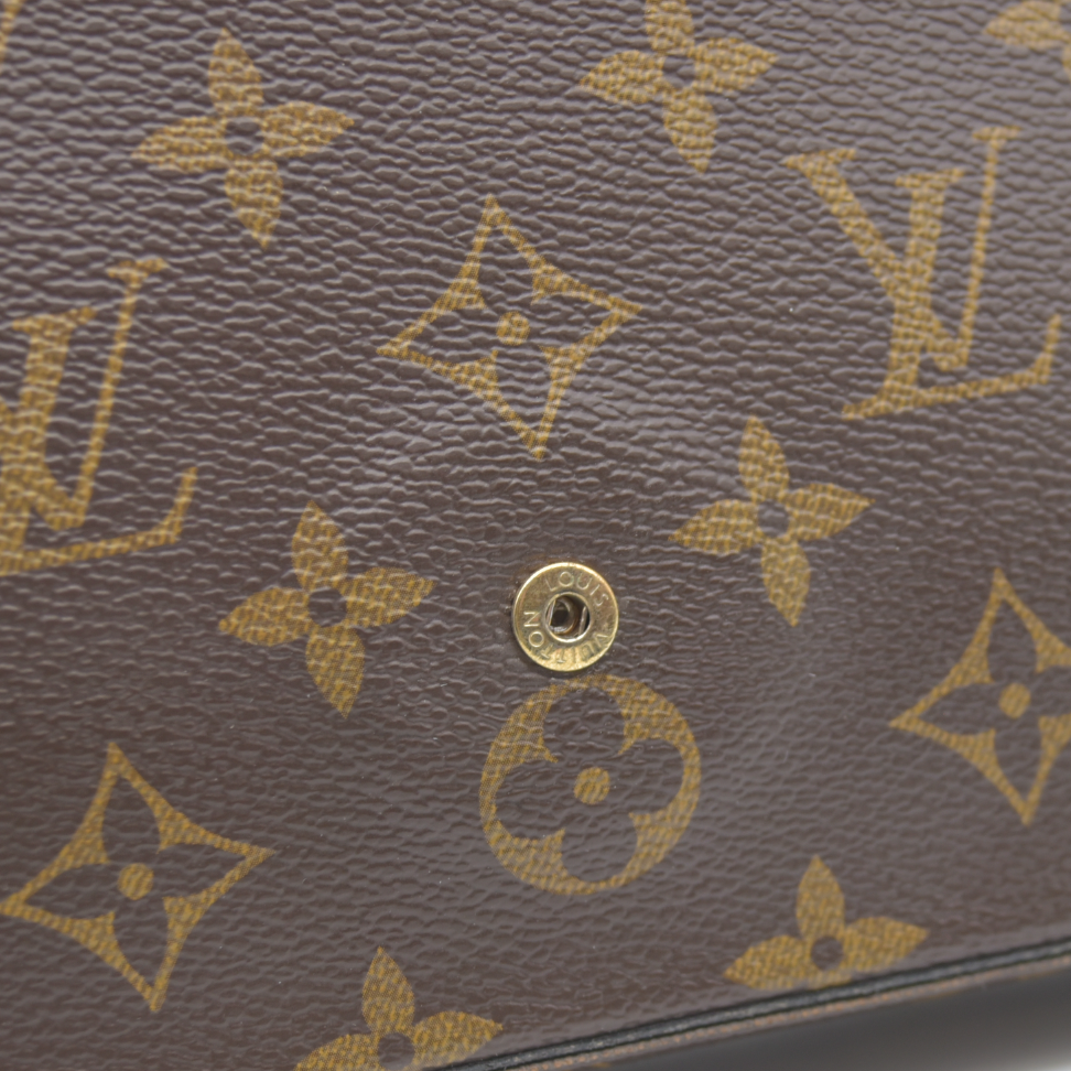 $1620 AUCTION Louis Vuitton  Monogram Pochette Felicie Chain Wallet Fuchsia MI4166