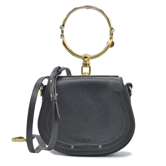 $1690 Chloe Calfskin Small Nile Bracelet Bag Black