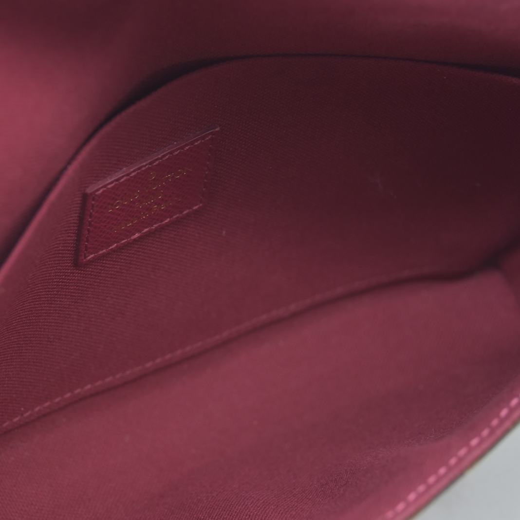 $1620 AUCTION Louis Vuitton  Monogram Pochette Felicie Chain Wallet Fuchsia MI4166