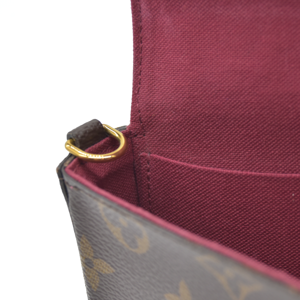 $1620 AUCTION Louis Vuitton  Monogram Pochette Felicie Chain Wallet Fuchsia MI4166