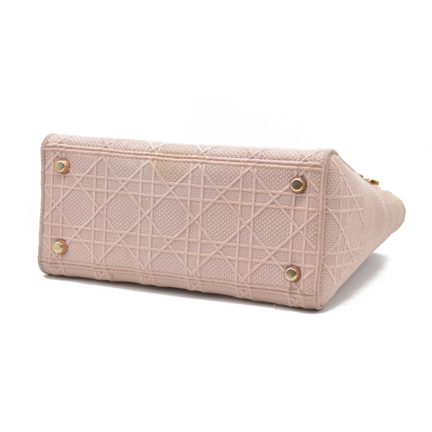 $4500 Christian Dior Canvas Embroidered Cannage Medium Lady D-Lite Pink