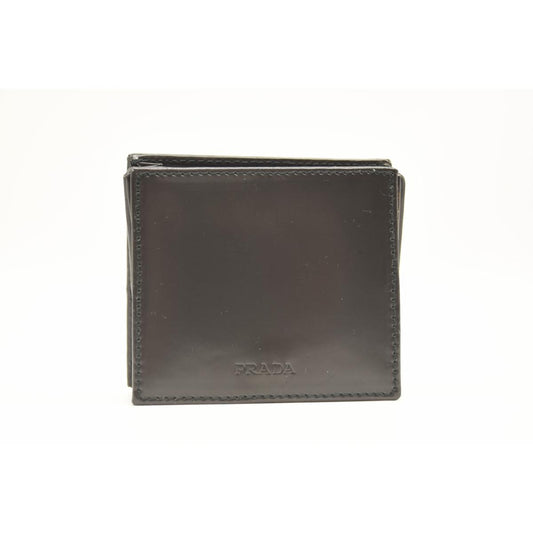 Prada Coin Purse Black Leather Square Pouch