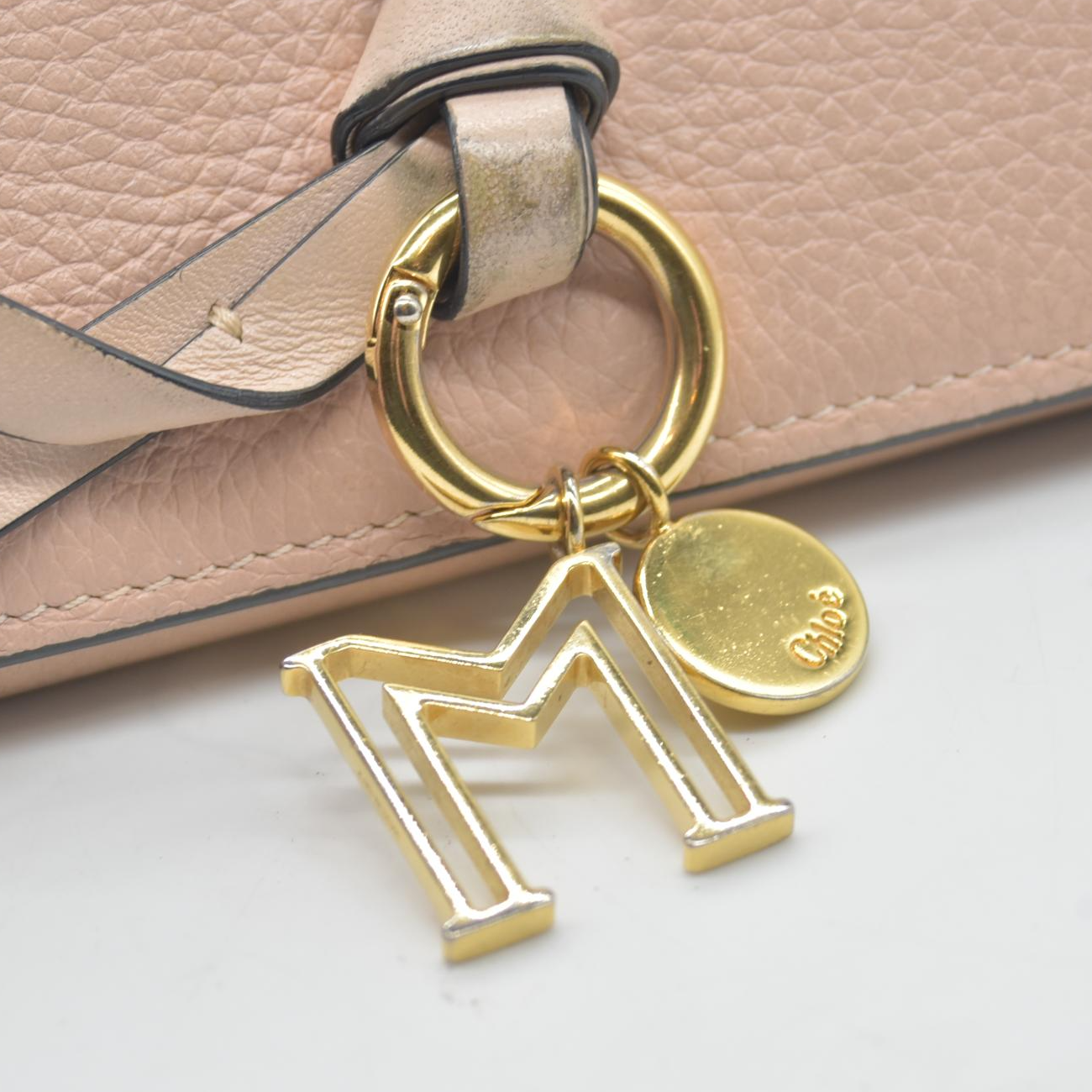 $715 Chloe Alphabet Leather Long Bifold Wallet Pink M