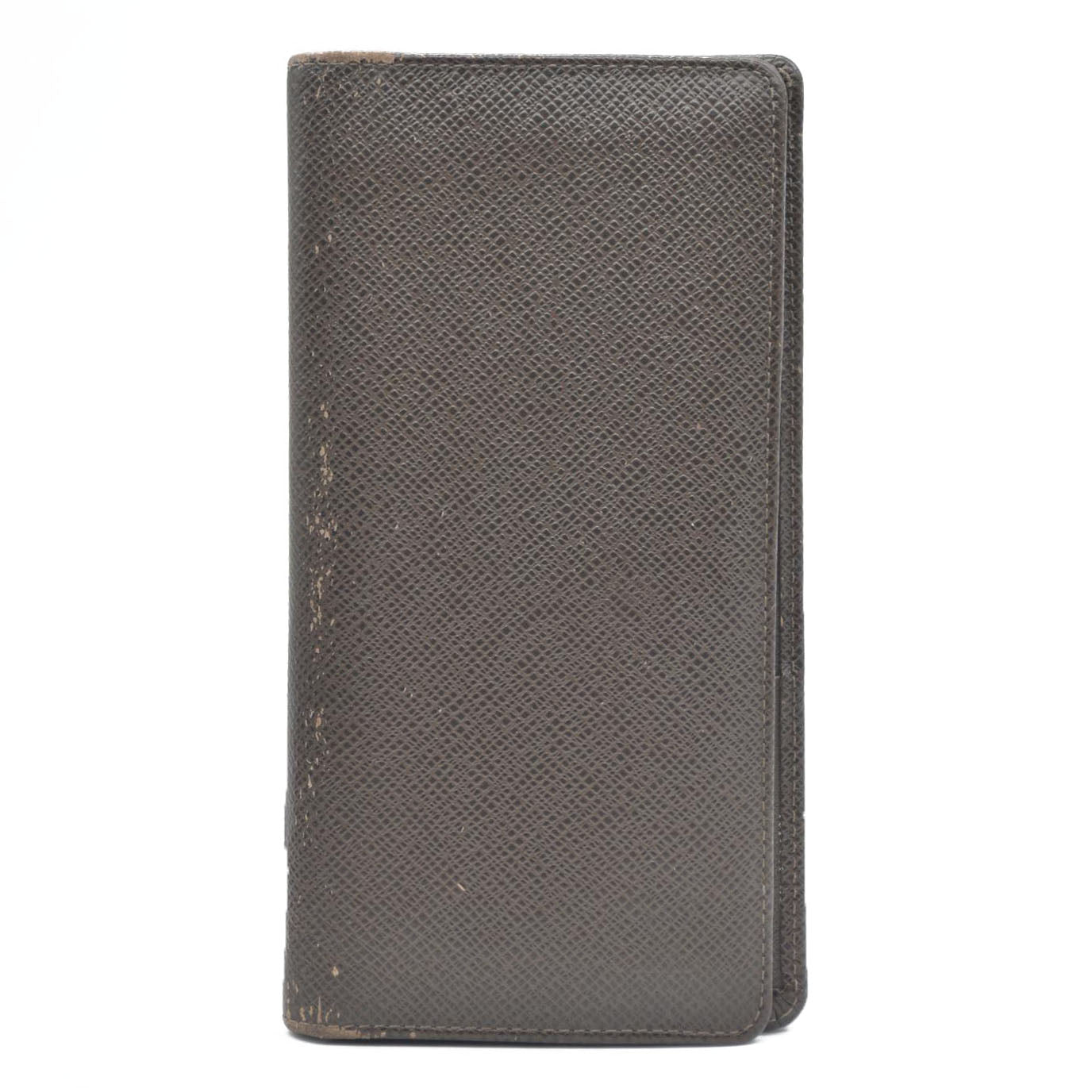 Louis Vuitton Taiga Porte feiulle Brazza Leather Long Wallet Grizzly SP4192