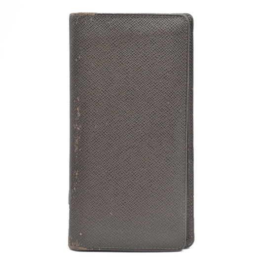Louis Vuitton Taiga Porte feiulle Brazza Leather Long Wallet Grizzly SP4192