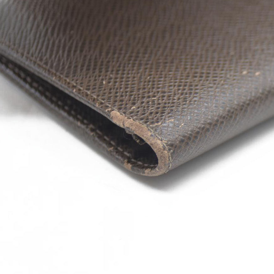 Louis Vuitton Taiga Porte feiulle Brazza Leather Long Wallet Grizzly SP4192