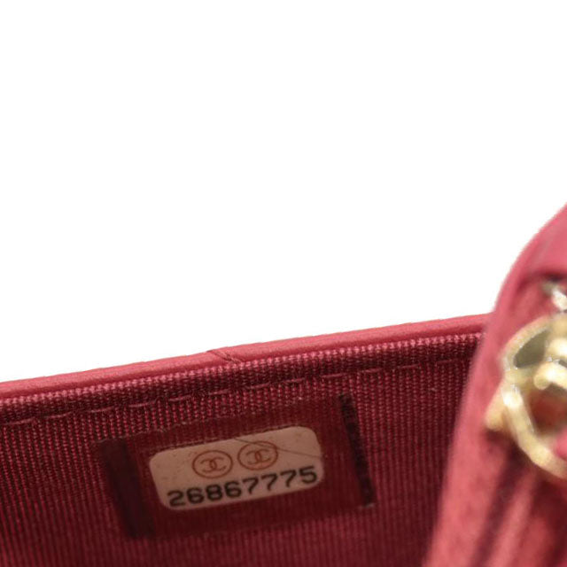 Chanel  Lambskin Chevron Quilted Trendy CC Wallet On Chain WOC Pink 28*