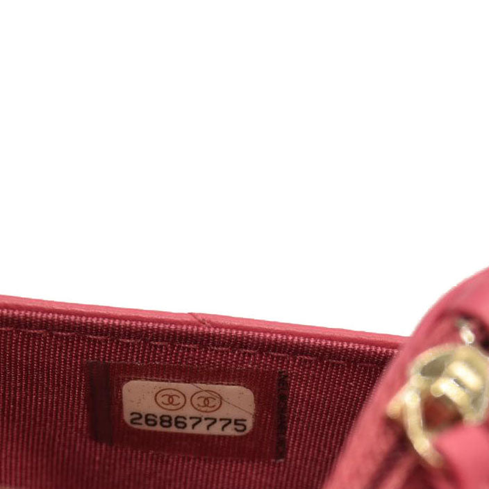 Chanel  Lambskin Chevron Quilted Trendy CC Wallet On Chain WOC Pink 28*