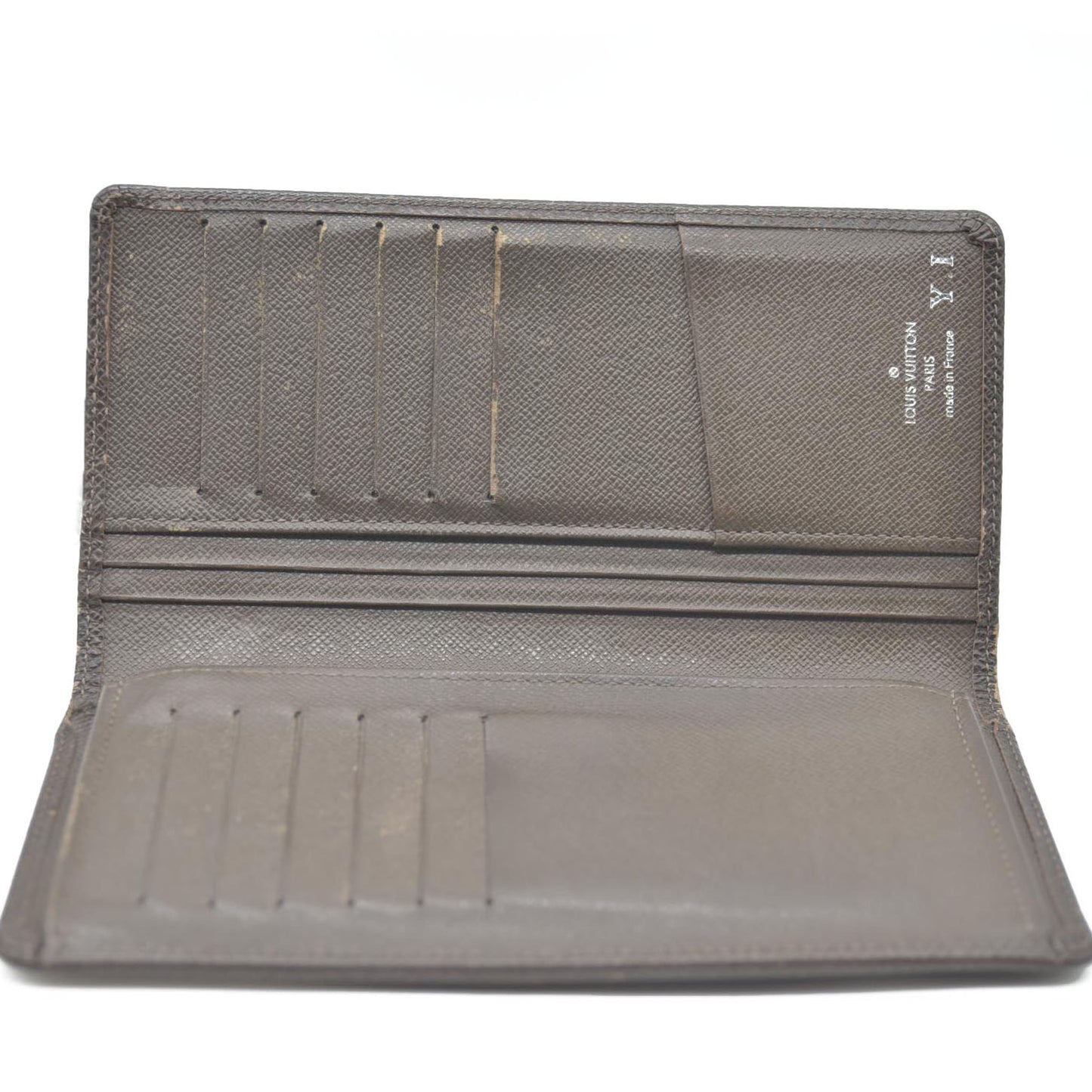 Louis Vuitton Taiga Porte feiulle Brazza Leather Long Wallet Grizzly SP4192