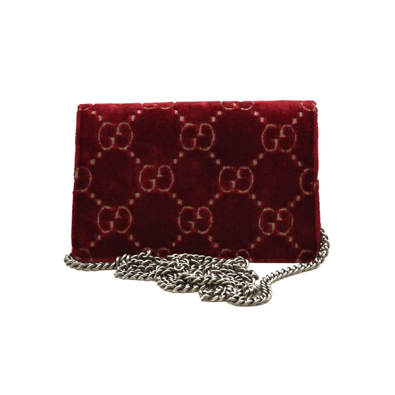 Gucci  Velvet GG Monogram Super Mini Dionysus Shoulder Bag Red Cipria Black