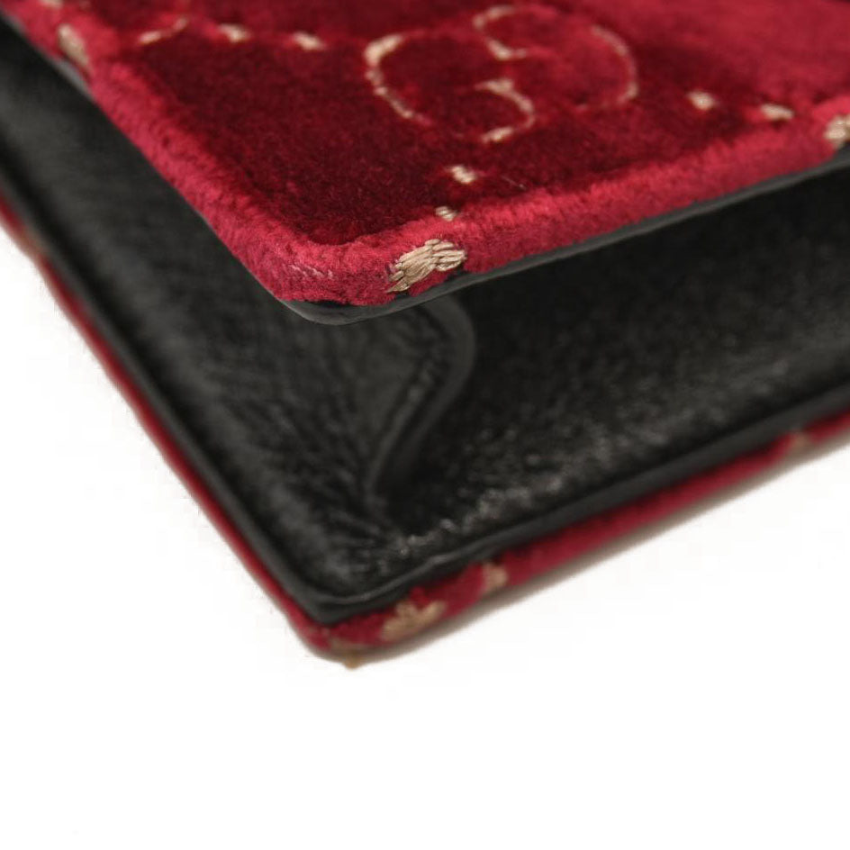 Gucci  Velvet GG Monogram Super Mini Dionysus Shoulder Bag Red Cipria Black