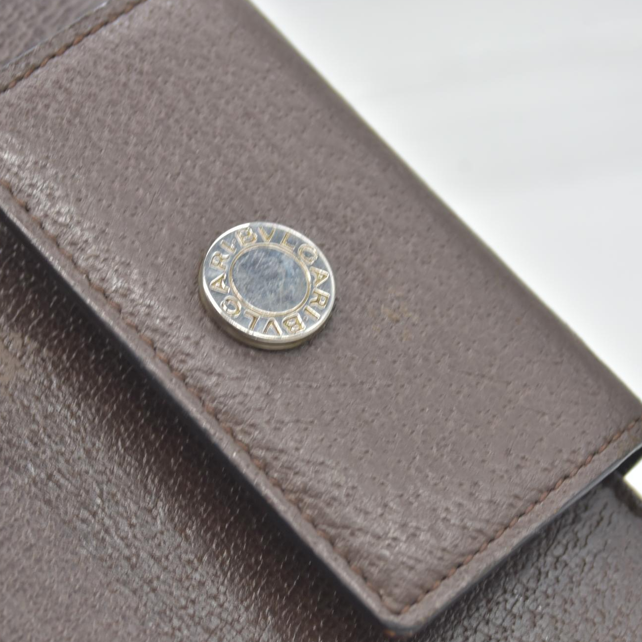 $900 BVLGARI Classico Logo Mania Canvas Leather Bifold Long Wallet