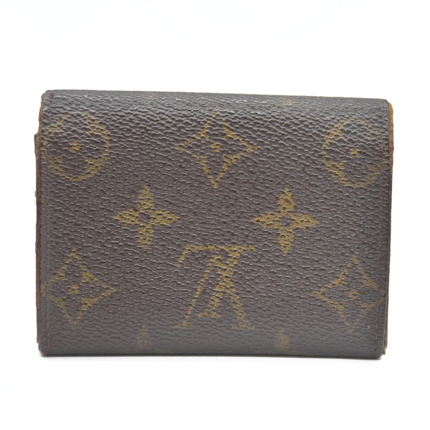 Louis Vuitton Monogram Porte Monnaie Plat Coin Purse Wallet Brown