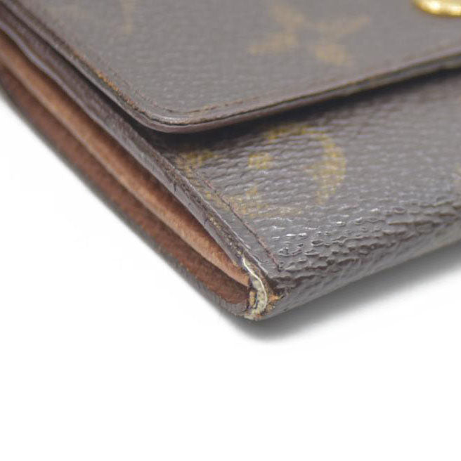 Louis Vuitton Monogram Porte Monnaie Plat Coin Purse Wallet Brown