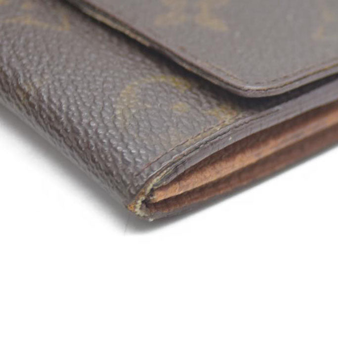Louis Vuitton Monogram Porte Monnaie Plat Coin Purse Wallet Brown