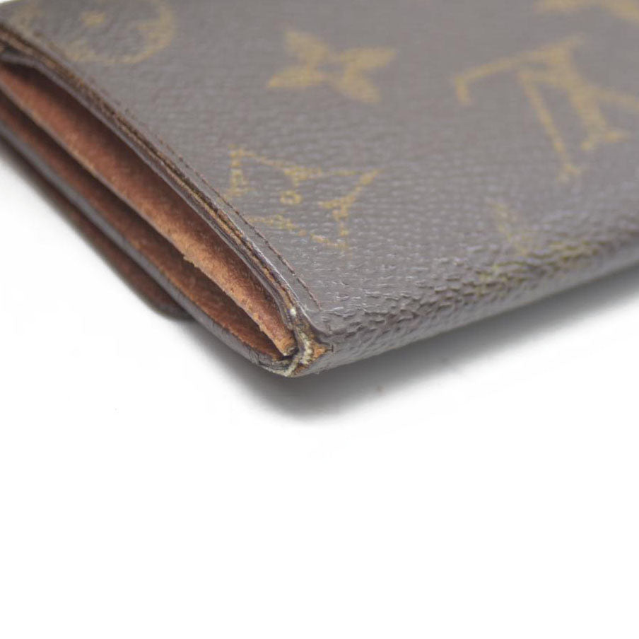 Louis Vuitton Monogram Porte Monnaie Plat Coin Purse Wallet Brown