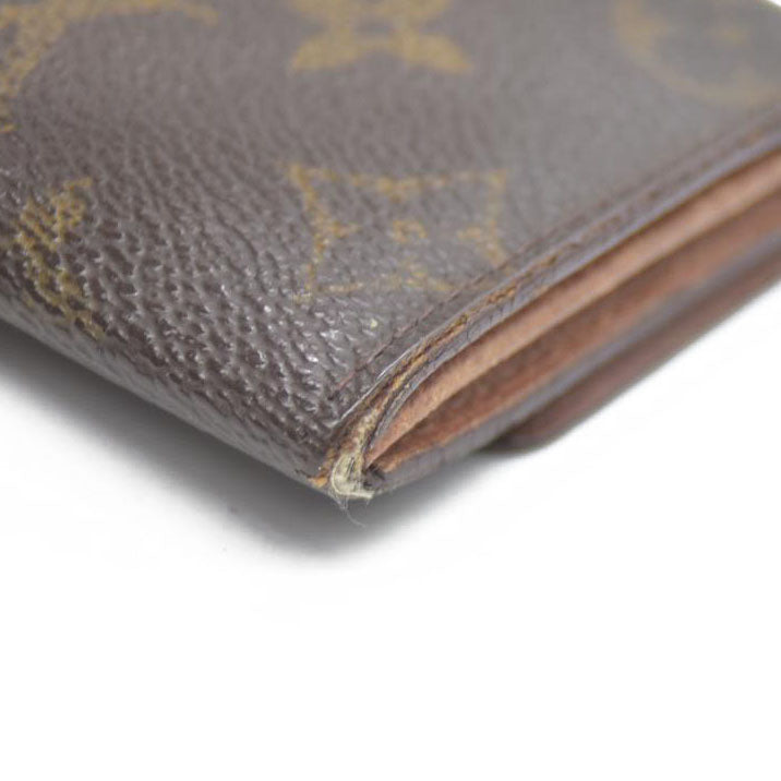 Louis Vuitton Monogram Porte Monnaie Plat Coin Purse Wallet Brown