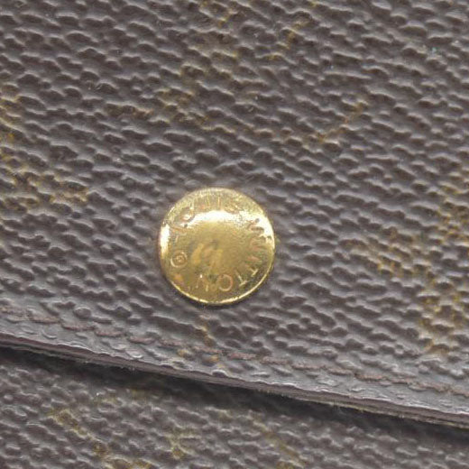 Louis Vuitton Monogram Porte Monnaie Plat Coin Purse Wallet Brown