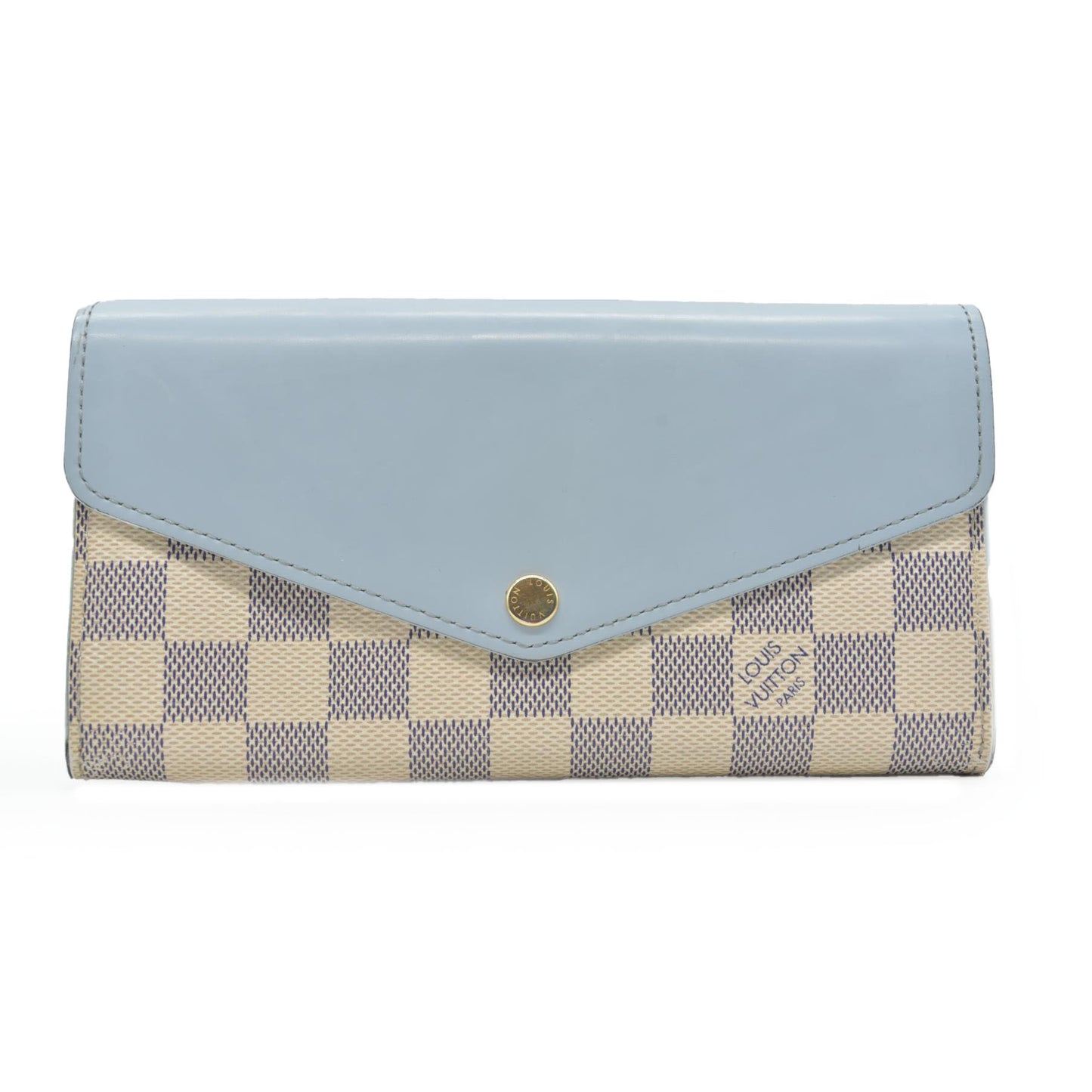 $830 Louis Vuitton Bleu Olympe Damier Azur Canvas Sarah NM3 Wallet