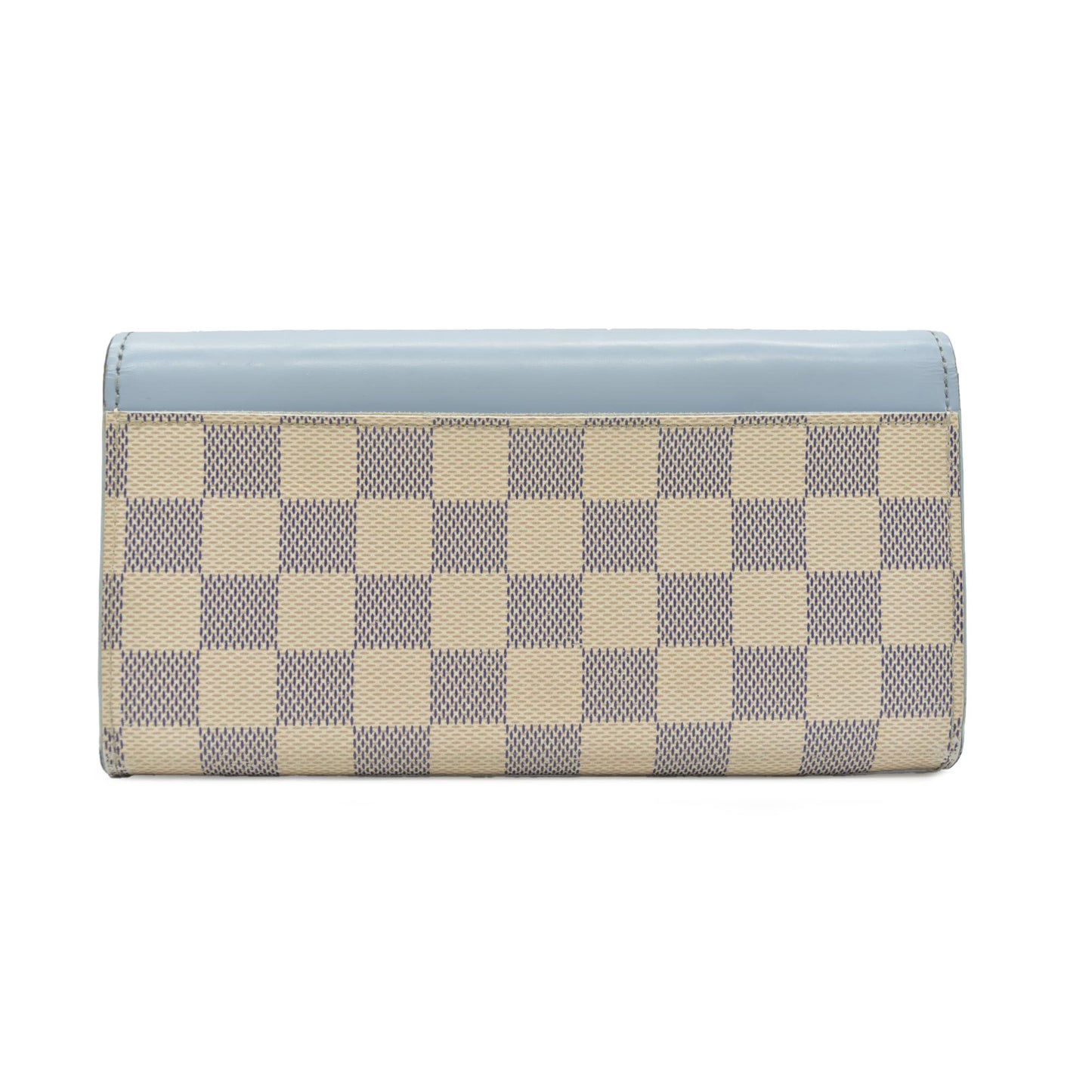 $830 Louis Vuitton Bleu Olympe Damier Azur Canvas Sarah NM3 Wallet
