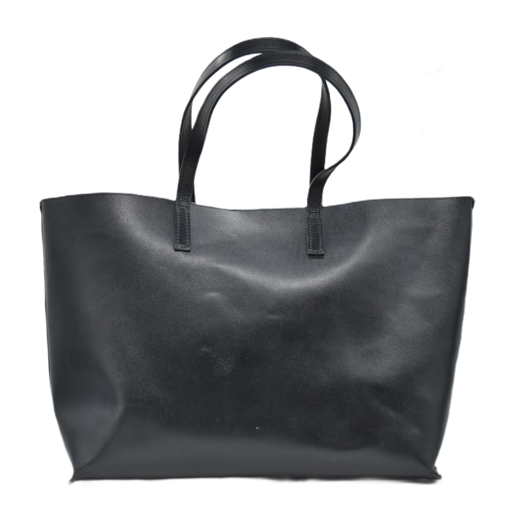 $1600 2018 Saint Laurent Vintage Calfskin Perforated East West Shopping Tote Black